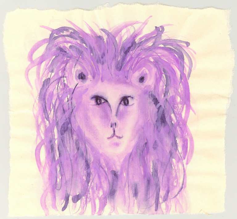 Leo The Lion watercolor painting Purple Leo The Lion watercolor painting