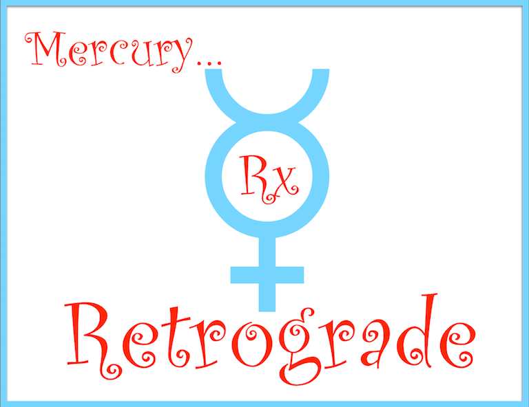 Mercury retrograde blue and red graphic