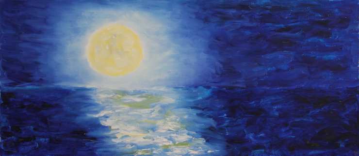 Moonrise Over Lake Michigan II oil painting Full Moon oil painting of Moonrise Over Lake Michigan II