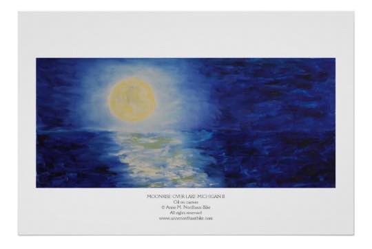 See all our beautiful posters Moonrise Over Lake Michigan II painting poster