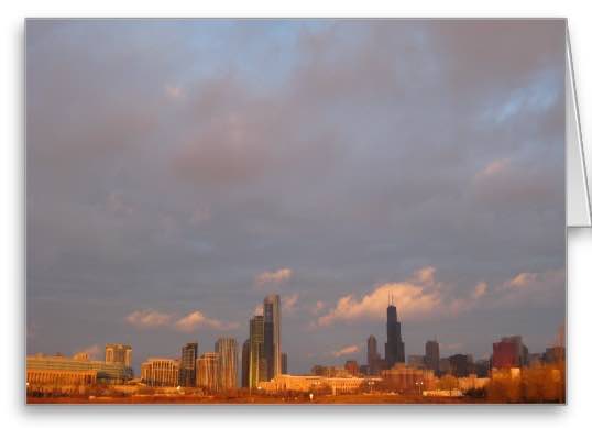 See all our beautiful greeting cards Chicago Skyline At Sunrise photograph greeting card