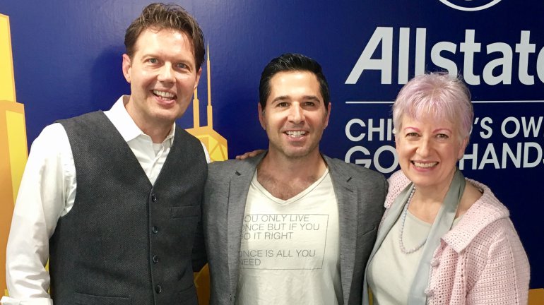 Photo at WGN Radio John Duffy Frank Fontana and Anne Nordhaus-Bike